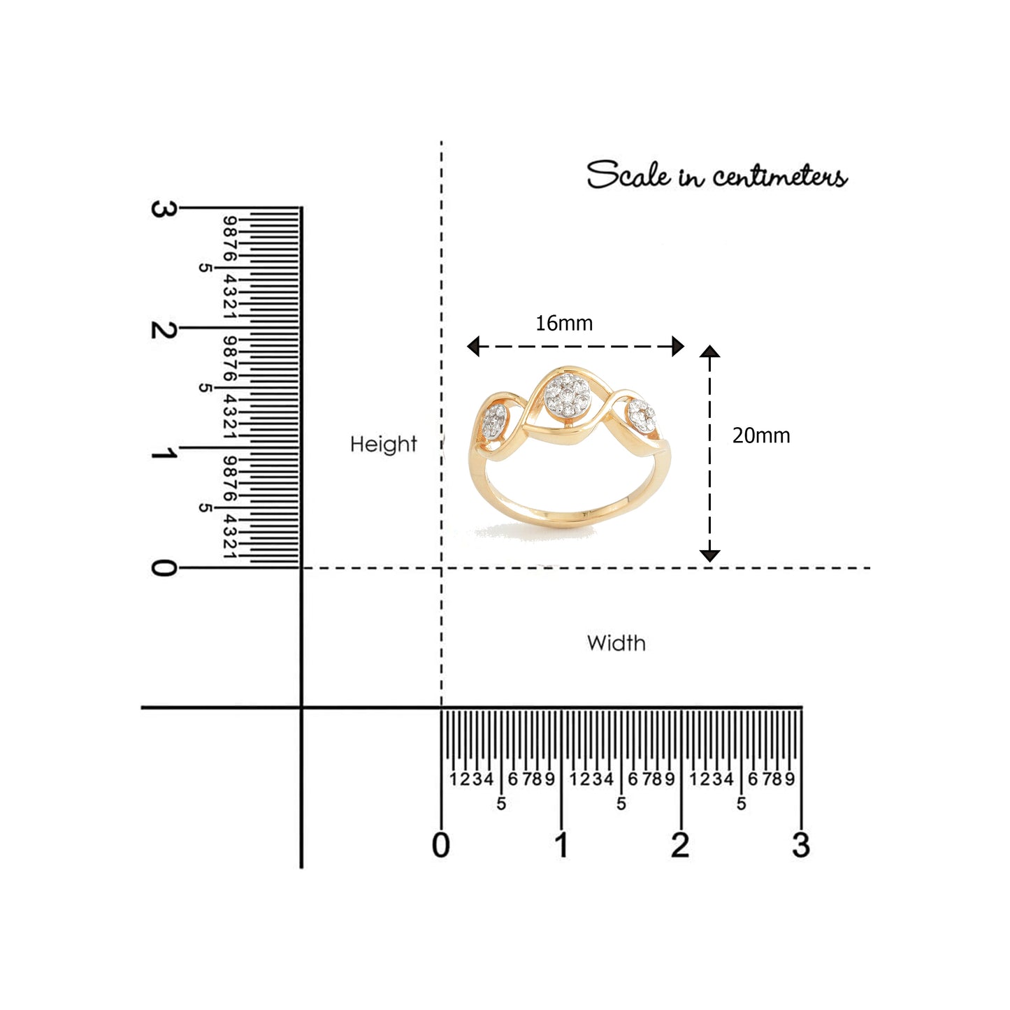 14kt Gold Triple Cluster Diamond Ring | Genuine Diamond Infinity Swirl Statement Ring
