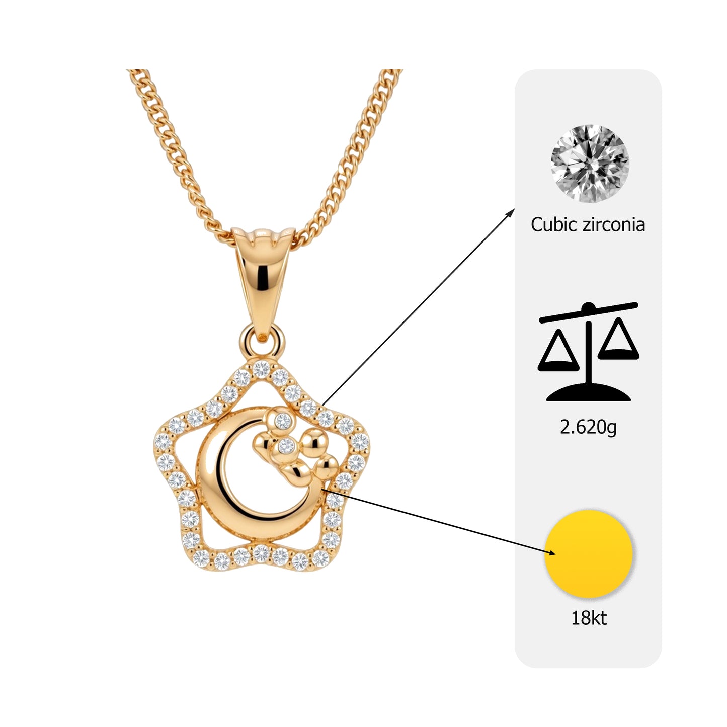 Flambeur B.I.S Hallmarked 18 KT CZ Gold Pendent Set