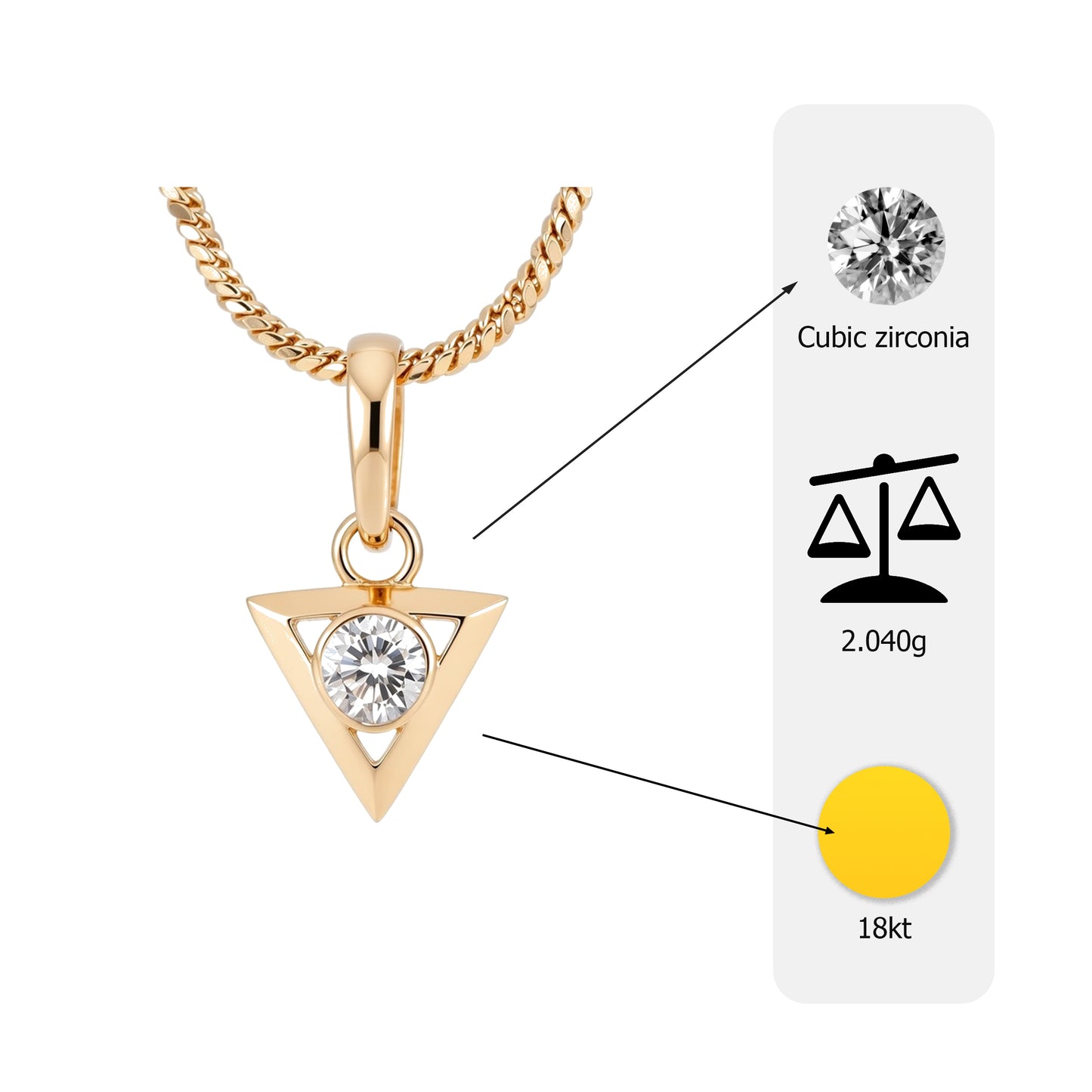 Flambeur B.I.S Hallmarked 18 KT CZ Gold Pendent Set