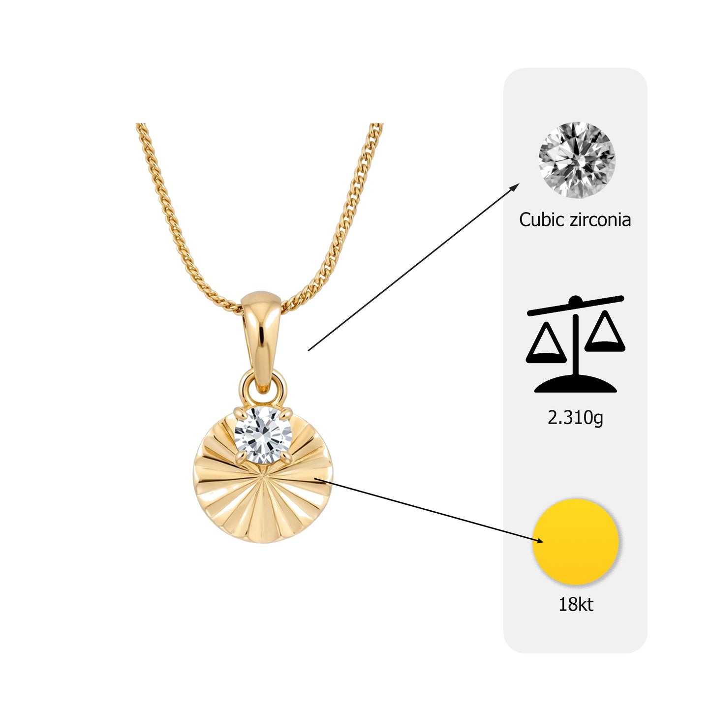 Flambeur B.I.S Hallmarked 18 KT CZ Gold Pendent Set