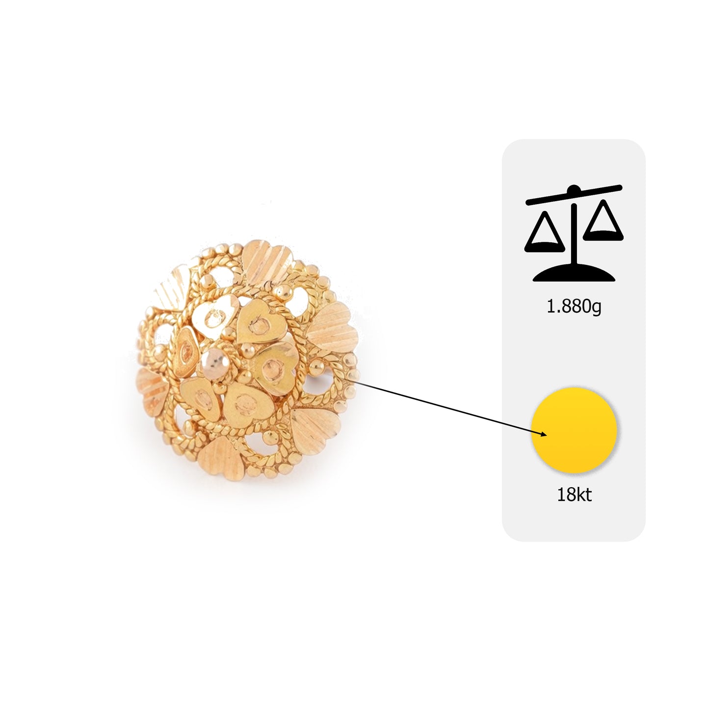 Flambeur B.I.S 18 Kt Hallmark Plain Tops Earring