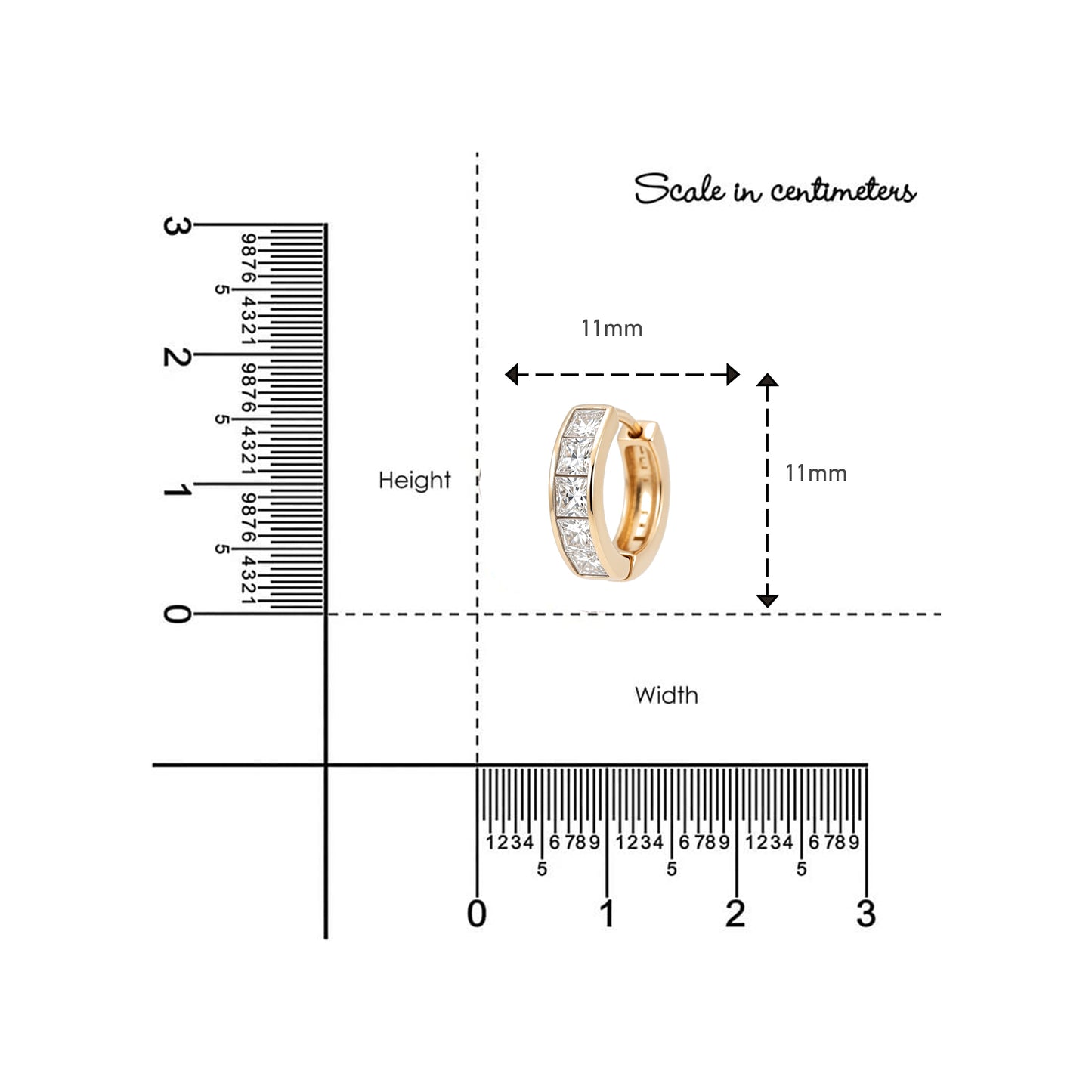 Flambeur B.I.S Hallmarked 18 KT CZ Gold Hoop Earring