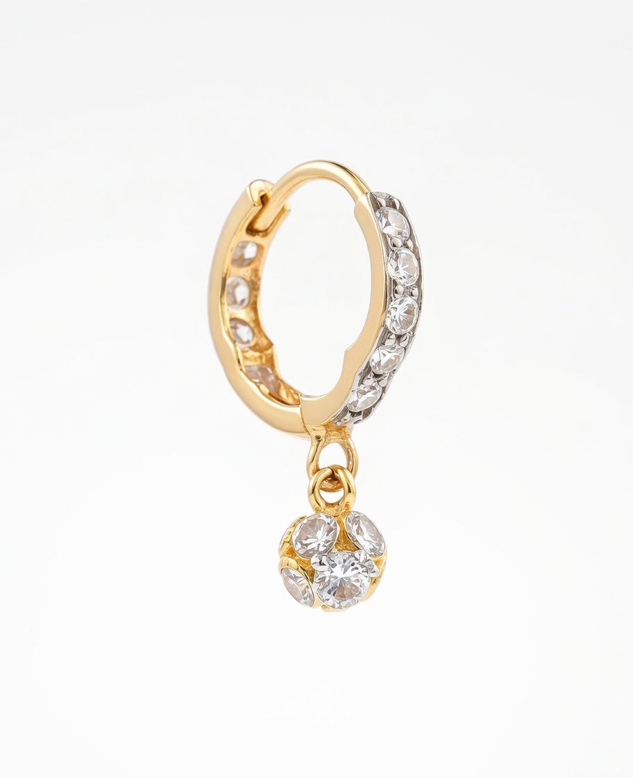 Flambeur B.I.S Hallmarked 18 KT CZ Gold Hoop Earring