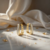 Flambeur B.I.S Hallmarked 18 KT CZ Gold Hoop Earring