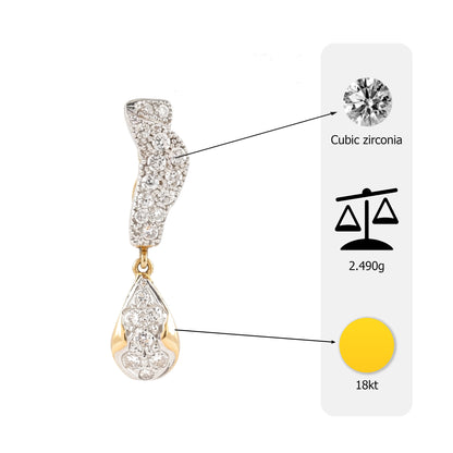 Flambeur B.I.S Hallmarked 18 KT CZ Gold Hoop Earring
