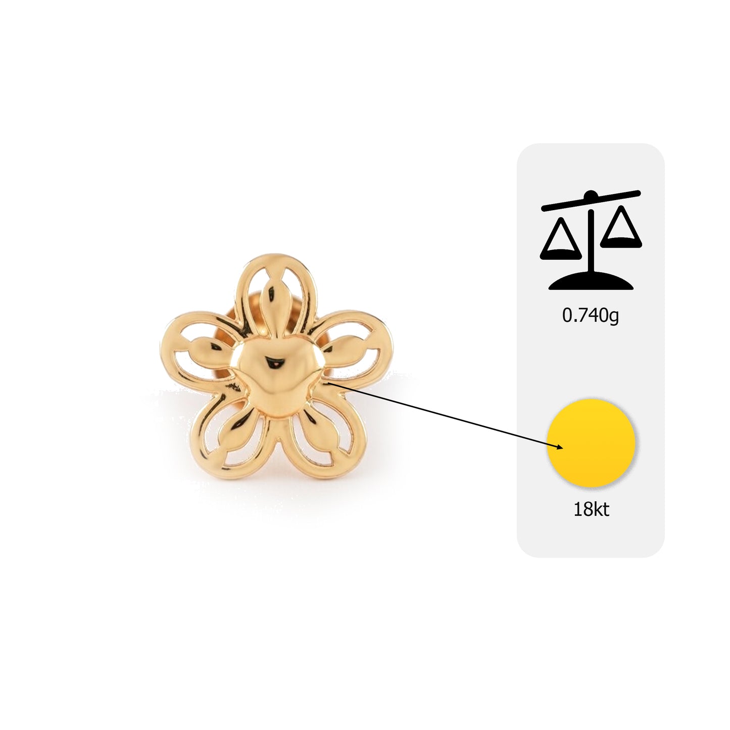 Flambeur B.I.S 18 Kt Hallmark Plain Tops Earring
