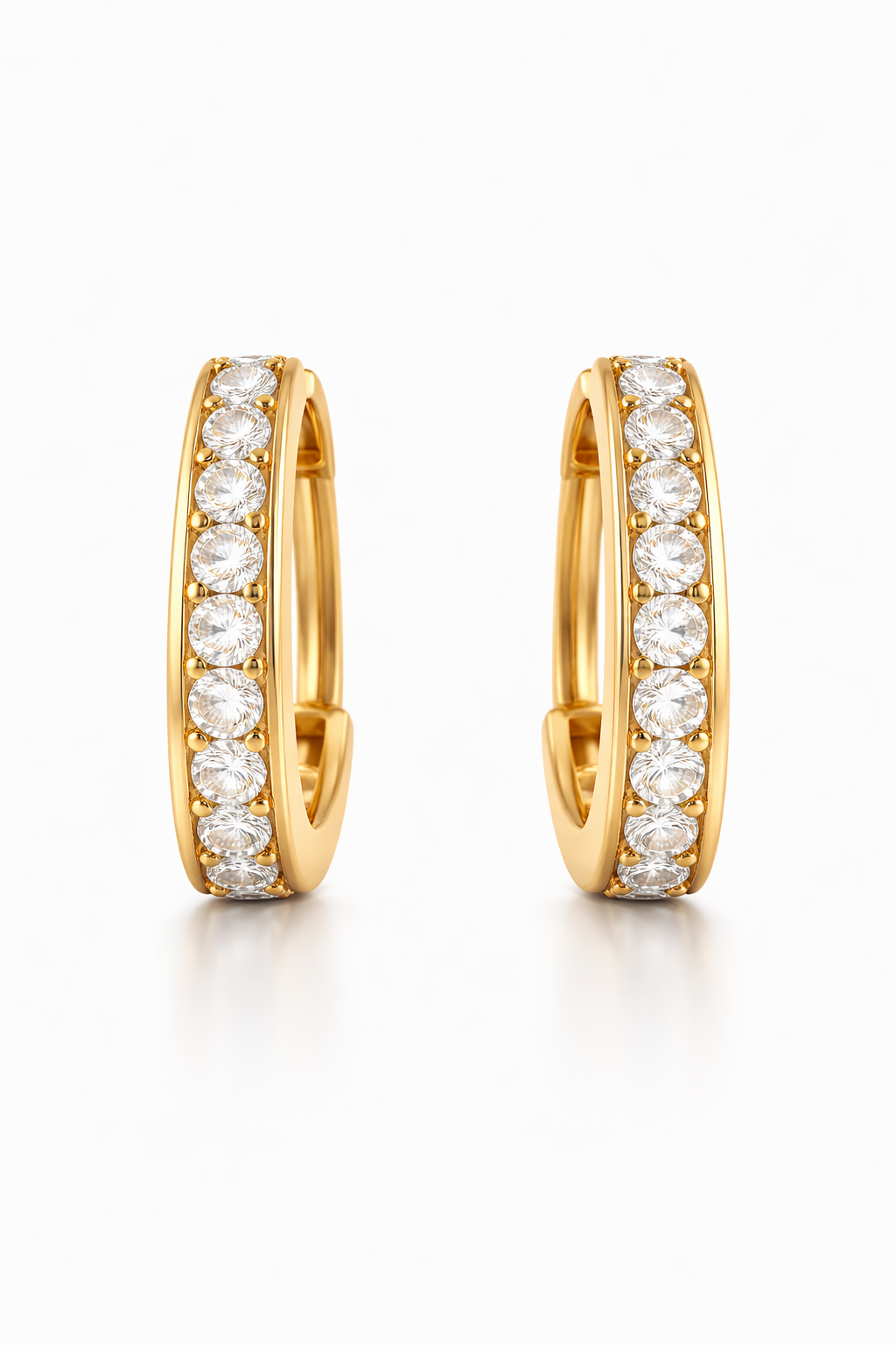 Flambeur B.I.S Hallmarked 18 KT CZ Gold Hoop Earring