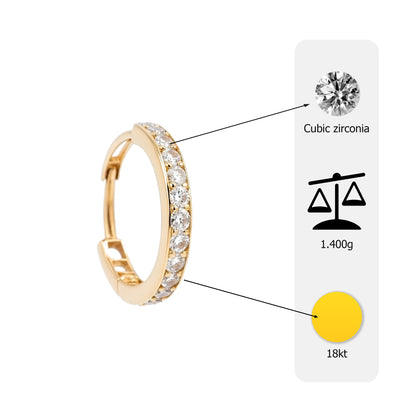 Flambeur B.I.S Hallmarked 18 KT CZ Gold Hoop Earring