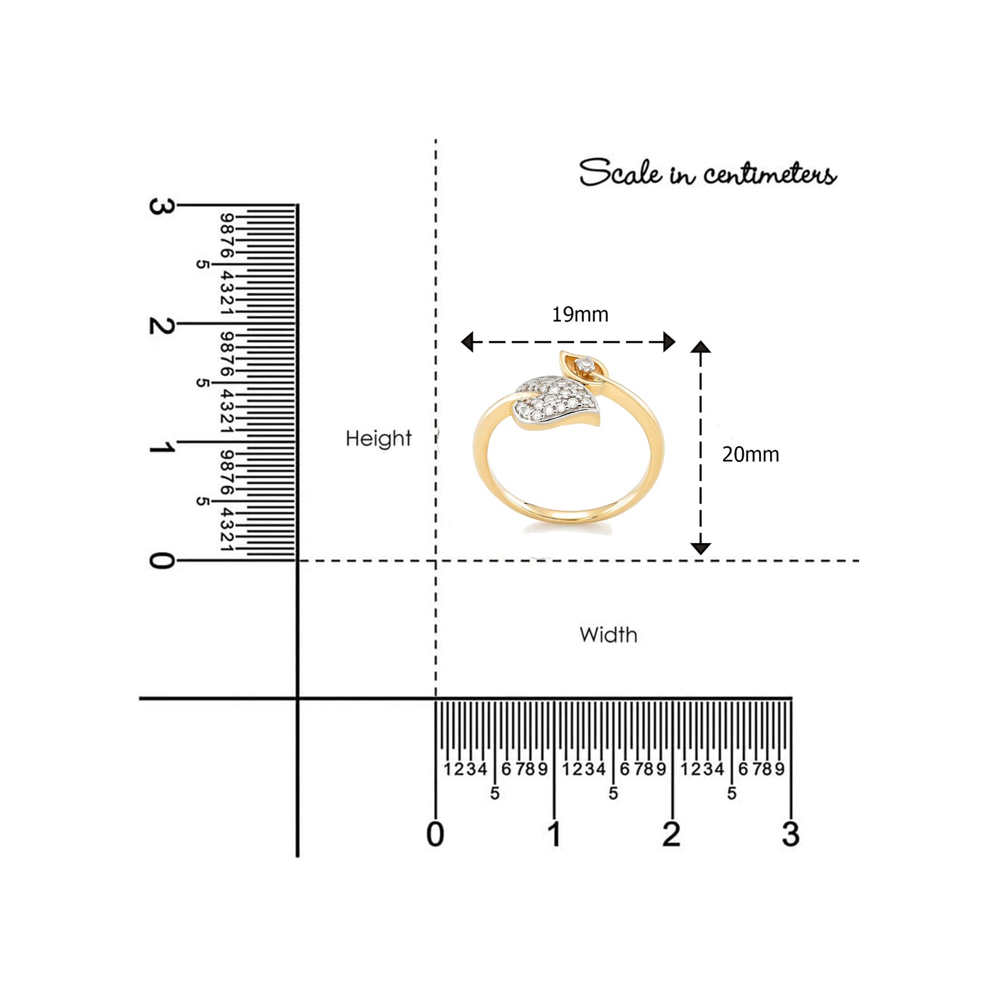 14kt Gold Dual Leaf Diamond Ring | Genuine Diamond Nature-Inspired Two-Tone Ring