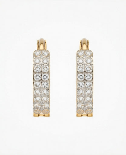Flambeur B.I.S Hallmarked 18 KT CZ Gold Hoop Earring