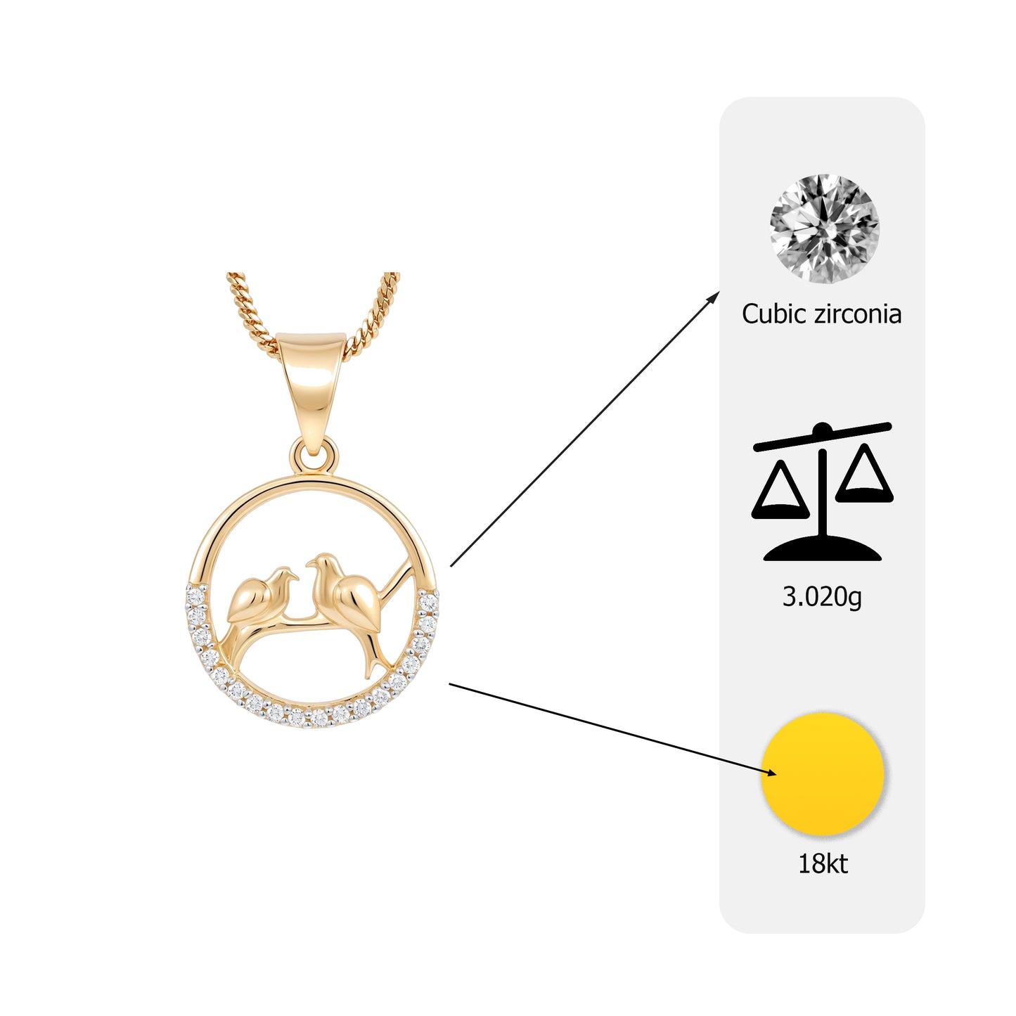 Flambeur B.I.S Hallmarked 18 KT CZ Gold Pendent Set