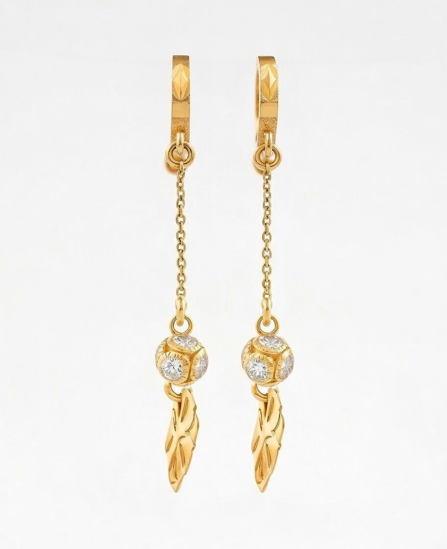 Flambeur B.I.S Hallmarked 18 KT CZ Gold Hoop Earring