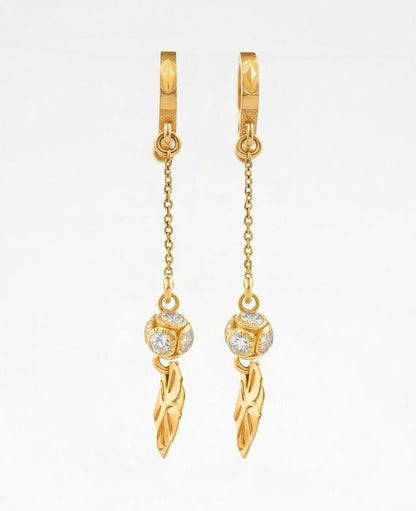Flambeur B.I.S Hallmarked 18 KT CZ Gold Hoop Earring