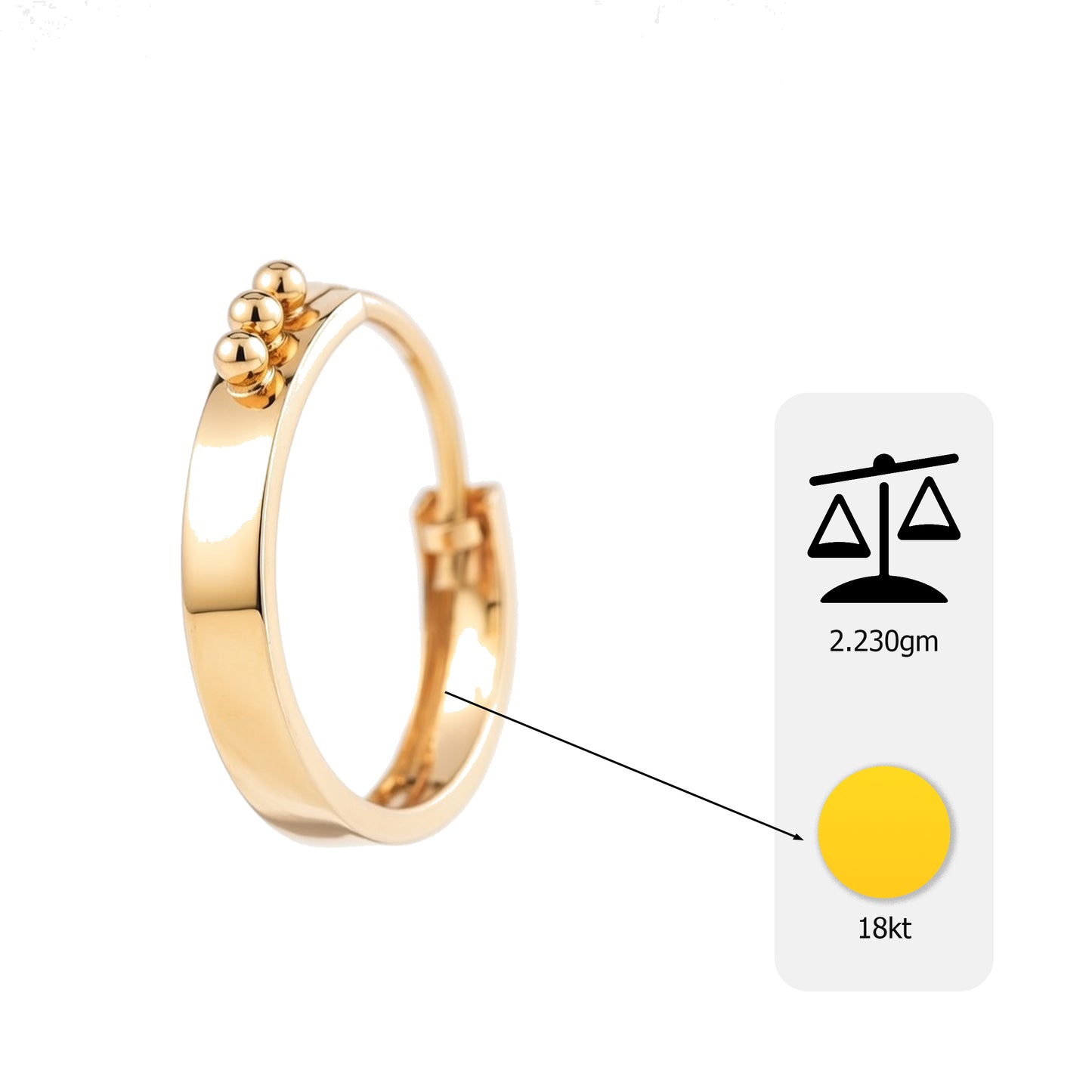 Flambeur B.I.S Hallmarked 18 KT Gold Hoop Earring