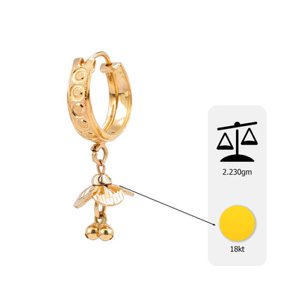 Flambeur B.I.S Hallmarked 18 KT Gold Hoop Earring