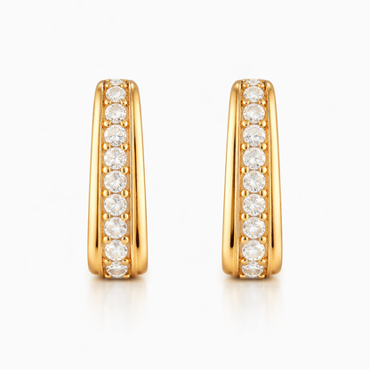 Flambeur B.I.S Hallmarked 18 KT CZ Gold Hoop Earring
