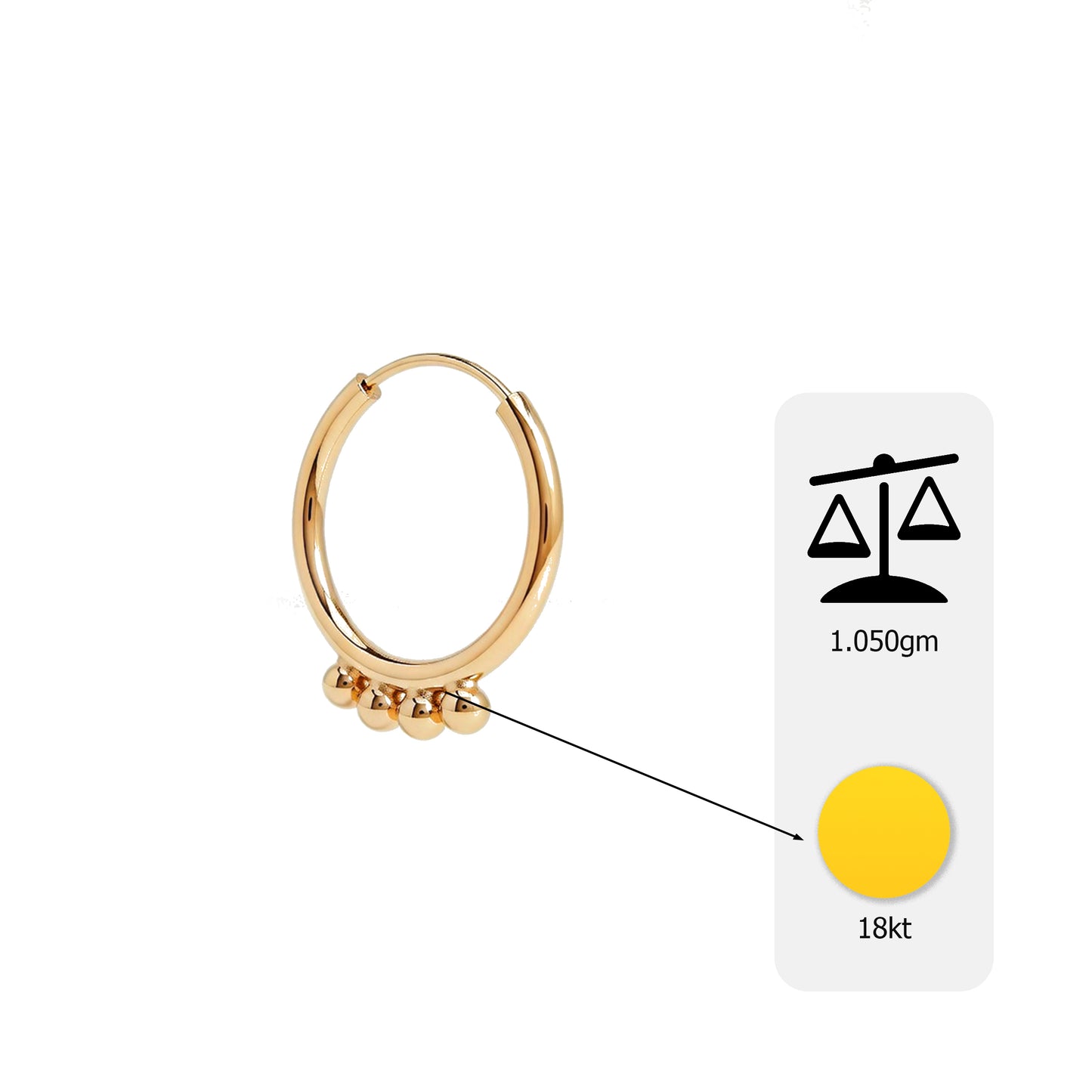 Flambeur B.I.S Hallmarked 18 KT Gold Hoop Earring