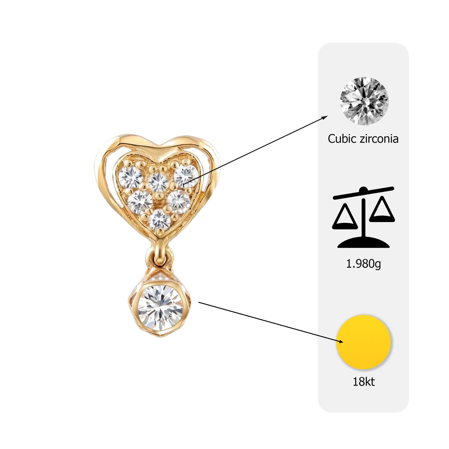 Flambeur B.I.S 18 Kt Hallmark Cz Tops Earring