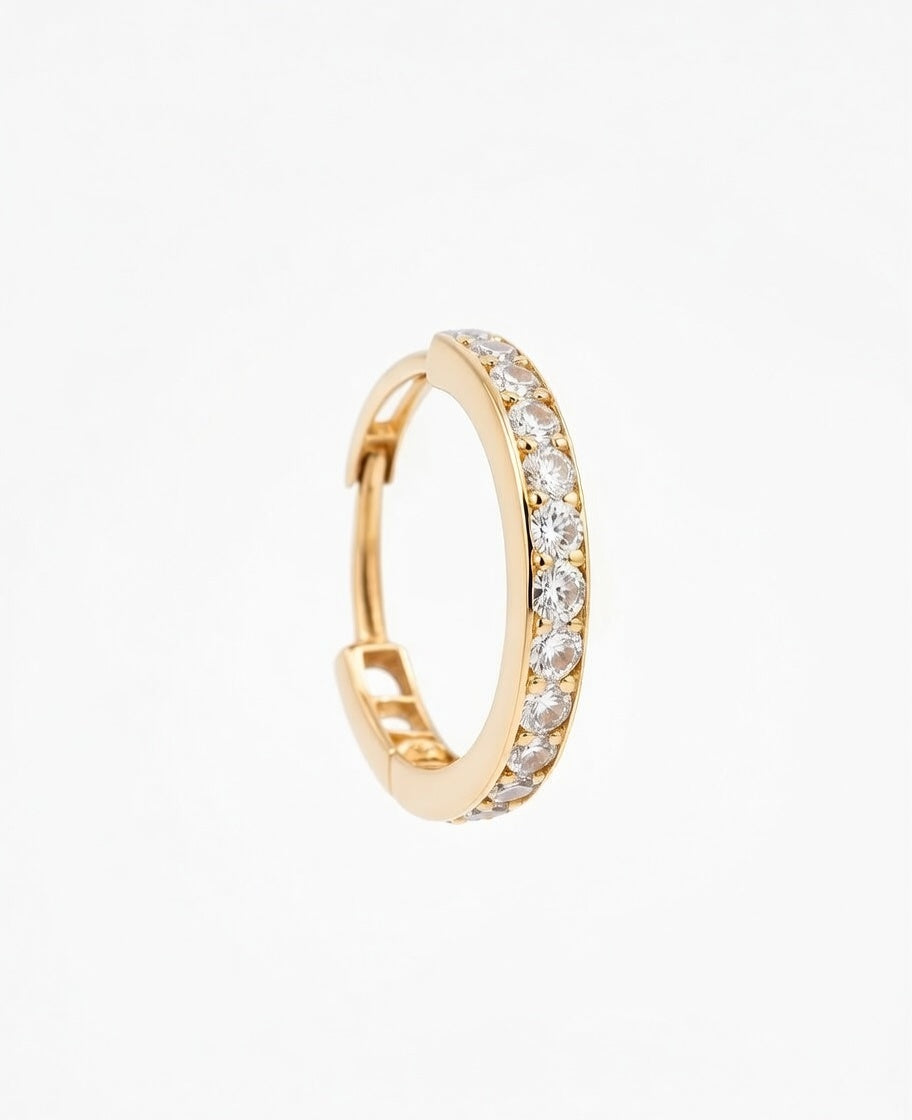 Flambeur B.I.S Hallmarked 18 KT CZ Gold Hoop Earring