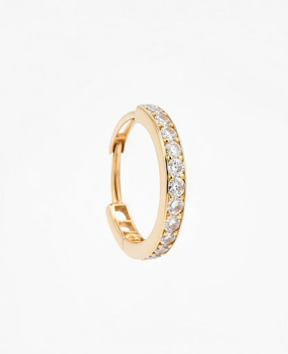 Flambeur B.I.S Hallmarked 18 KT CZ Gold Hoop Earring
