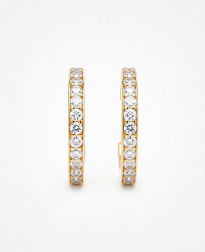 Flambeur B.I.S Hallmarked 18 KT CZ Gold Hoop Earring