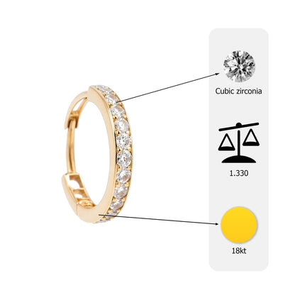 Flambeur B.I.S Hallmarked 18 KT CZ Gold Hoop Earring