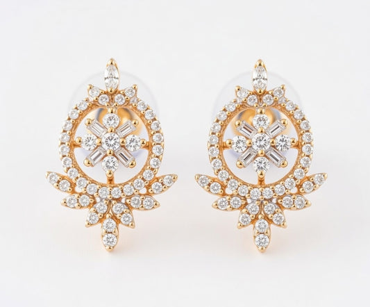 Flambeur B.I.S 18 Kt Hallmark Cz Tops Earring