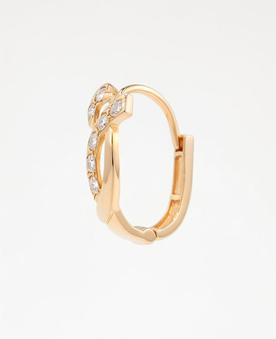 Flambeur B.I.S Hallmarked 18 KT CZ Gold Hoop Earring