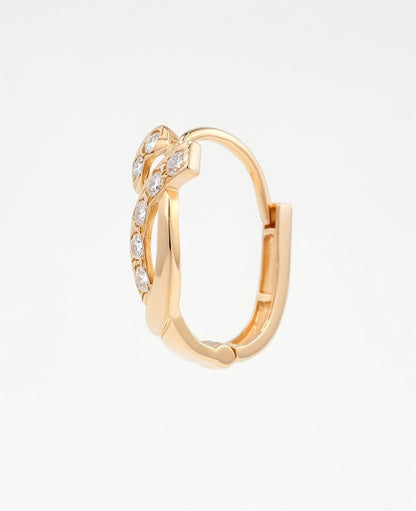 Flambeur B.I.S Hallmarked 18 KT CZ Gold Hoop Earring
