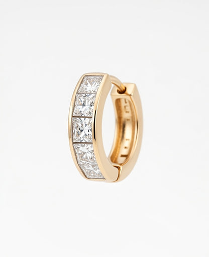 Flambeur B.I.S Hallmarked 18 KT CZ Gold Hoop Earring