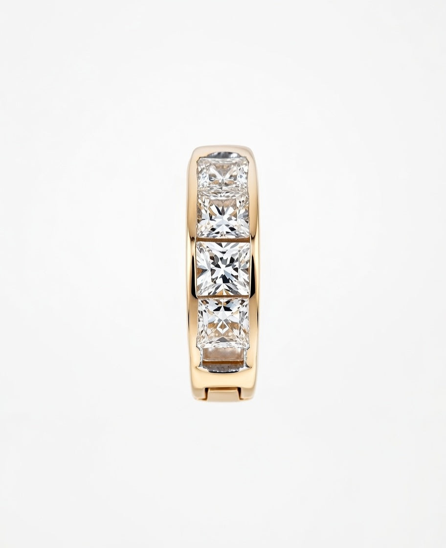 Flambeur B.I.S Hallmarked 18 KT CZ Gold Hoop Earring
