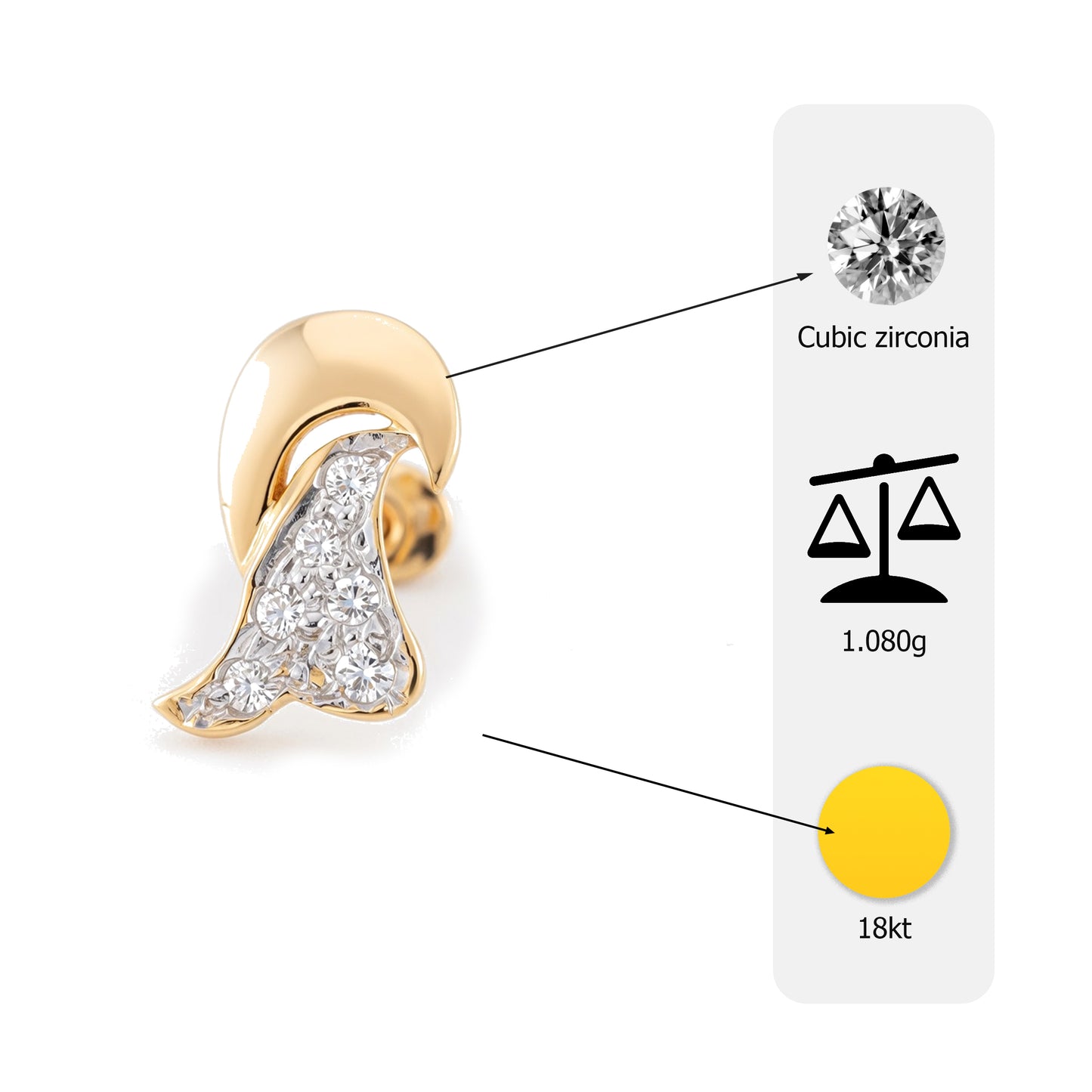 Flambeur B.I.S 18 Kt Hallmark Cz Tops Earring