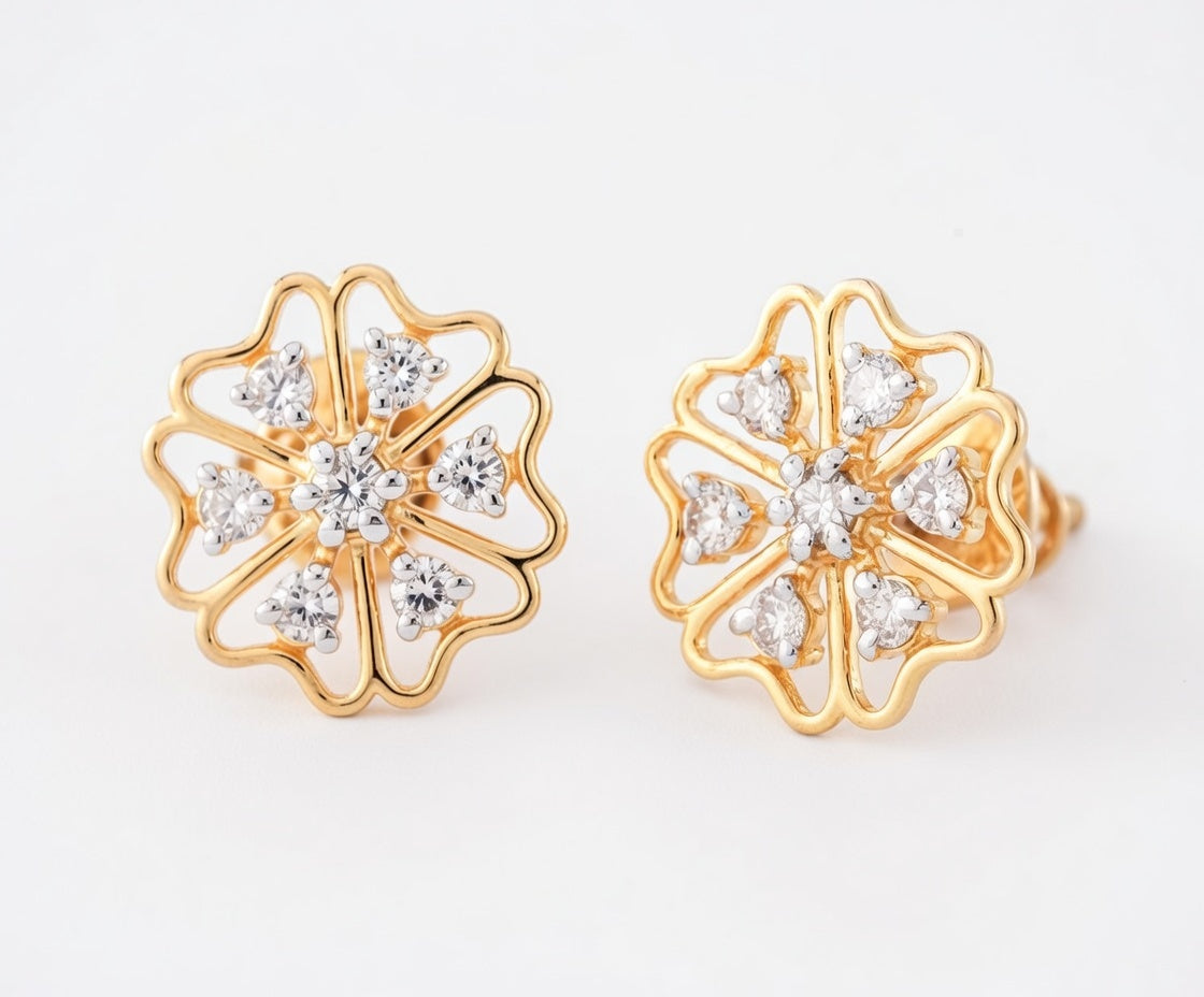 Flambeur B.I.S 14 Kt Hallmark Diamond Earring