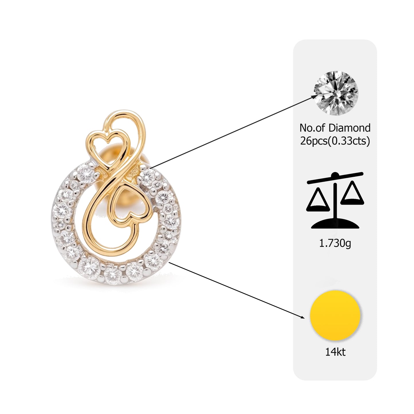Flambeur B.I.S 14 Kt Hallmark Diamond Earring