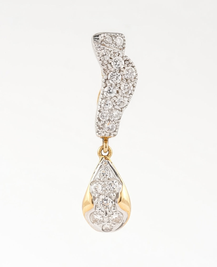 Flambeur B.I.S Hallmarked 18 KT CZ Gold Hoop Earring