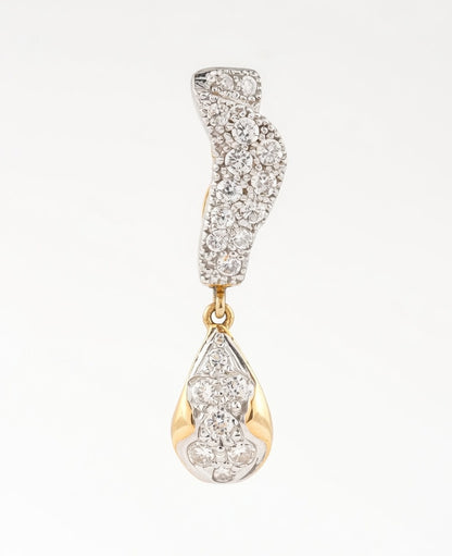 Flambeur B.I.S Hallmarked 18 KT CZ Gold Hoop Earring