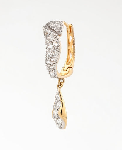 Flambeur B.I.S Hallmarked 18 KT CZ Gold Hoop Earring