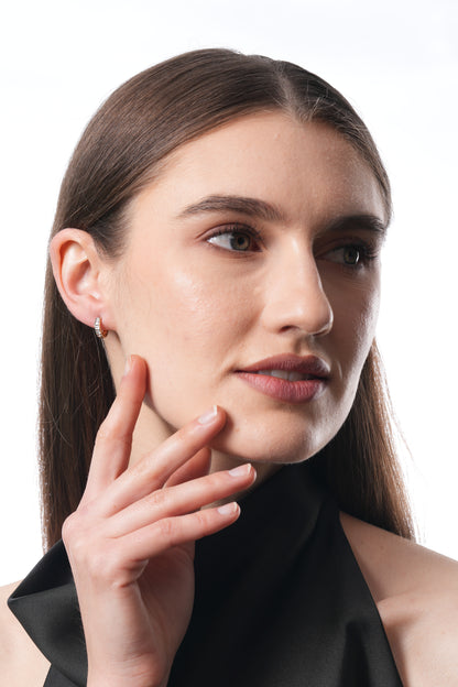 Flambeur B.I.S Hallmarked 18 KT CZ Gold Hoop Earring