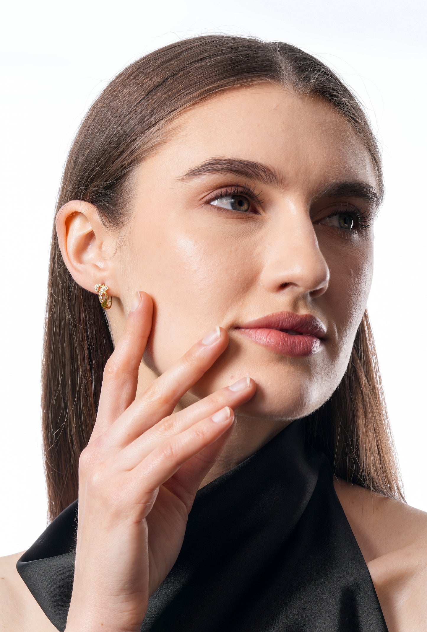Flambeur B.I.S Hallmarked 18 KT CZ Gold Hoop Earring