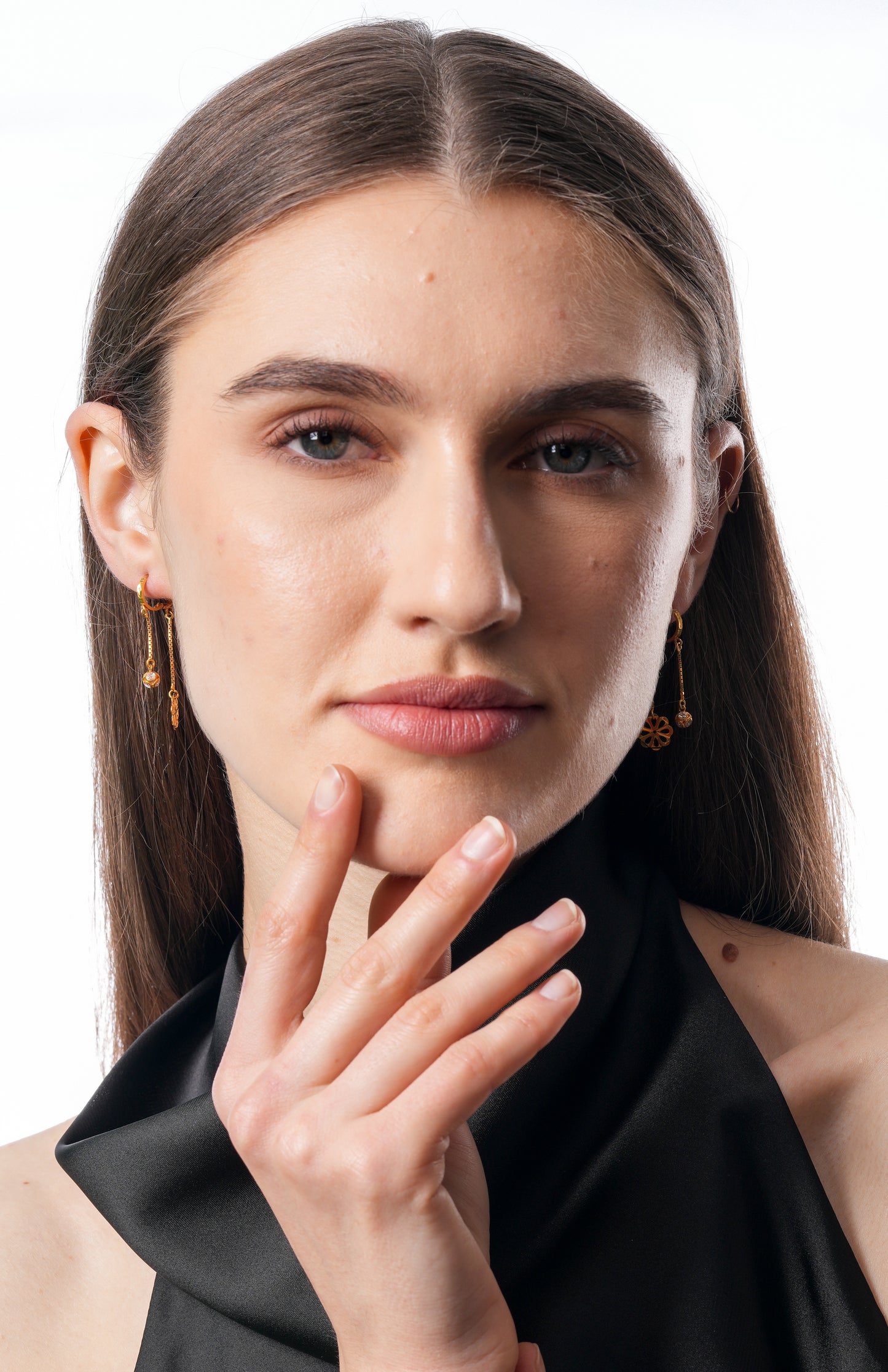 Flambeur B.I.S Hallmarked 18 KT CZ Gold Hoop Earring
