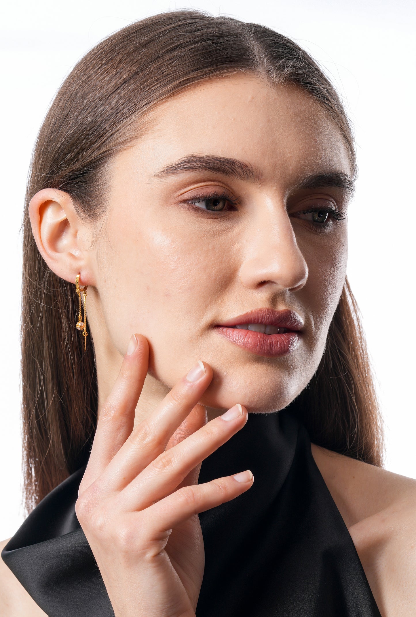 Flambeur B.I.S Hallmarked 18 KT CZ Gold Hoop Earring