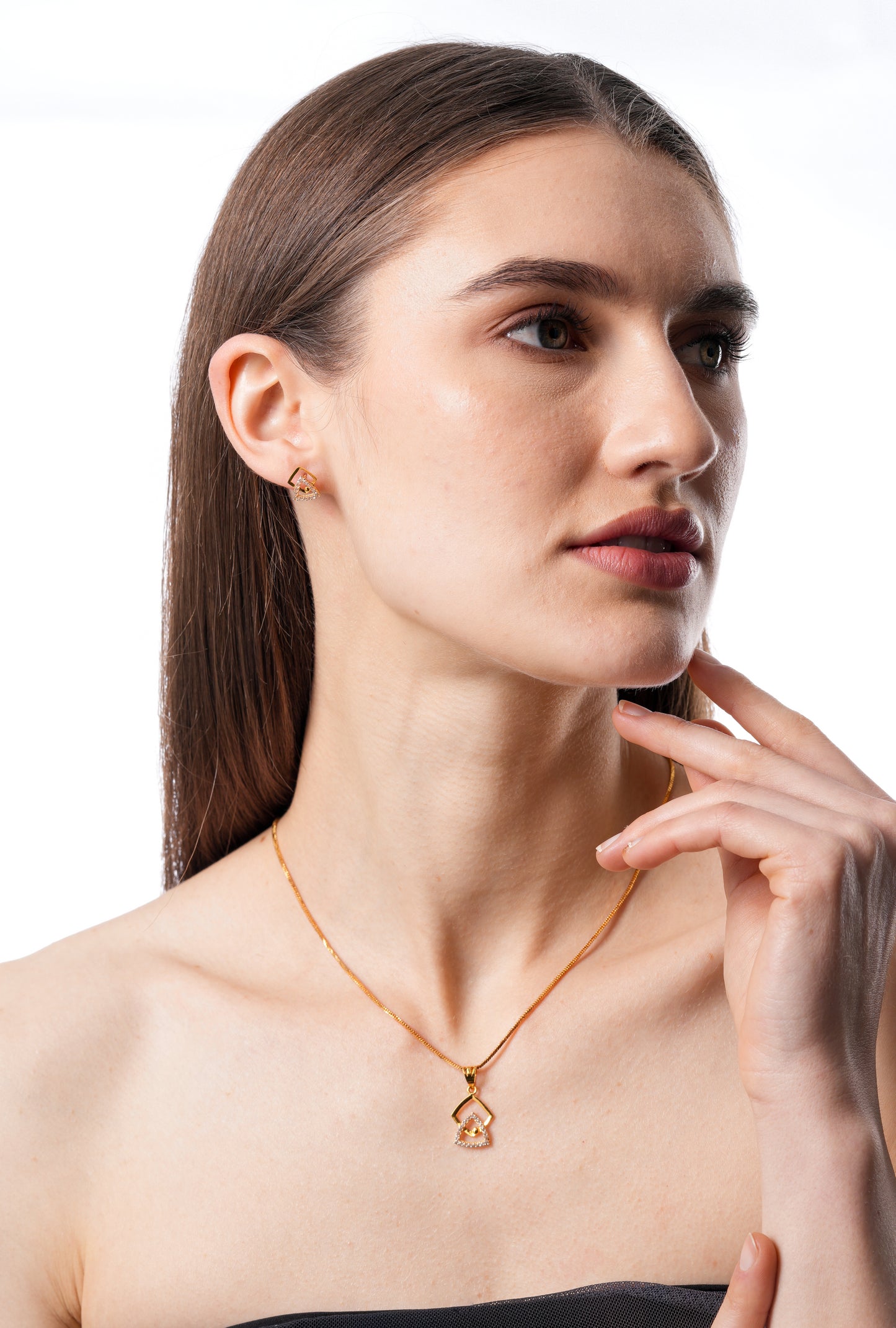 Flambeur B.I.S Hallmarked 18 KT CZ Gold Pendent Set