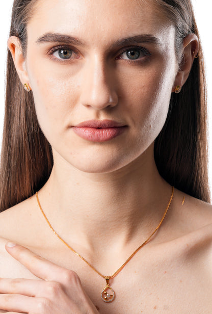 Flambeur B.I.S Hallmarked 18 KT CZ Gold Pendent Set