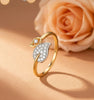 14kt Gold Dual Leaf Diamond Ring | Genuine Diamond Nature-Inspired Two-Tone Ring