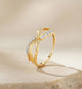 14kt Gold Twisted Crossover Diamond Ring | Genuine Diamond Infinity Knot Statement Ring