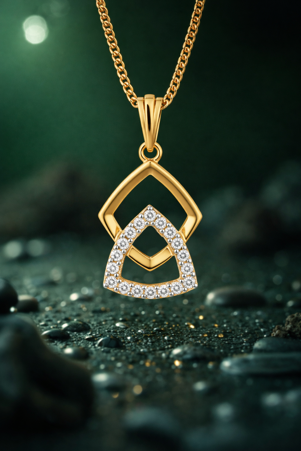 Flambeur B.I.S Hallmarked 18 KT CZ Gold Pendent Set
