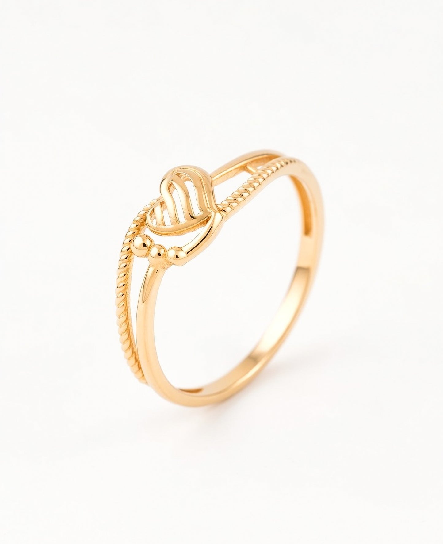 22K Gold Plated Plain Heart Ring | High-Purity Twisted Rope Band Statement Ring