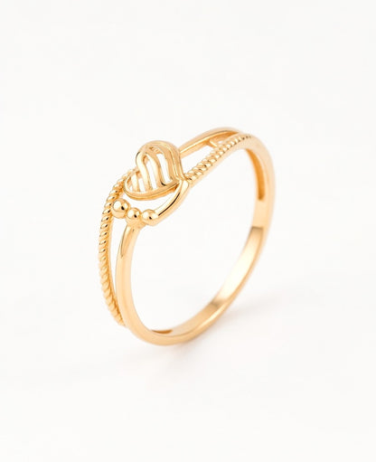 22K Gold Plated Plain Heart Ring | High-Purity Twisted Rope Band Statement Ring