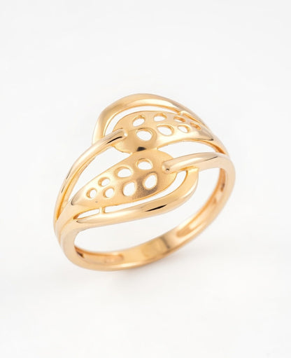 22K Gold Plated Plain Filigree Leaf Ring | High-Purity Nature-Inspired Statement Ring
