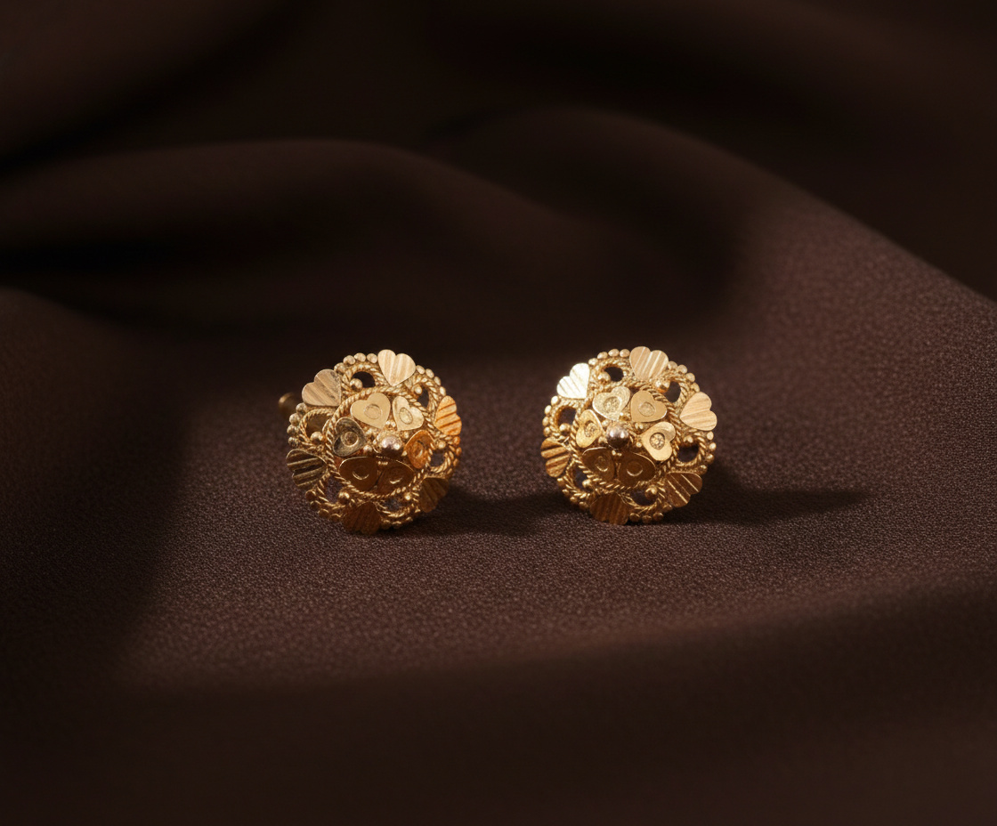 Flambeur B.I.S 18 Kt Hallmark Plain Tops Earring